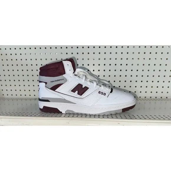 New Balance 650R Mens Leather Athletic Shoes Sneakers Size 8.5 White Burgundy