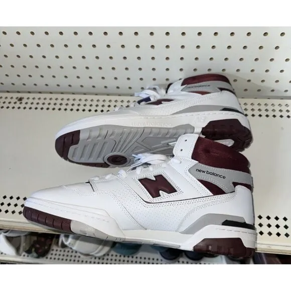 New Balance 650R Mens Leather Athletic Shoes Sneakers Size 8.5 White Burgundy