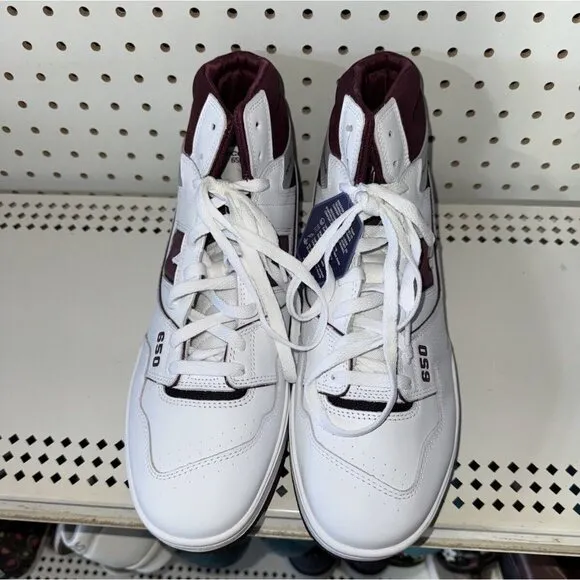New Balance 650R Mens Leather Athletic Shoes Sneakers Size 8.5 White Burgundy