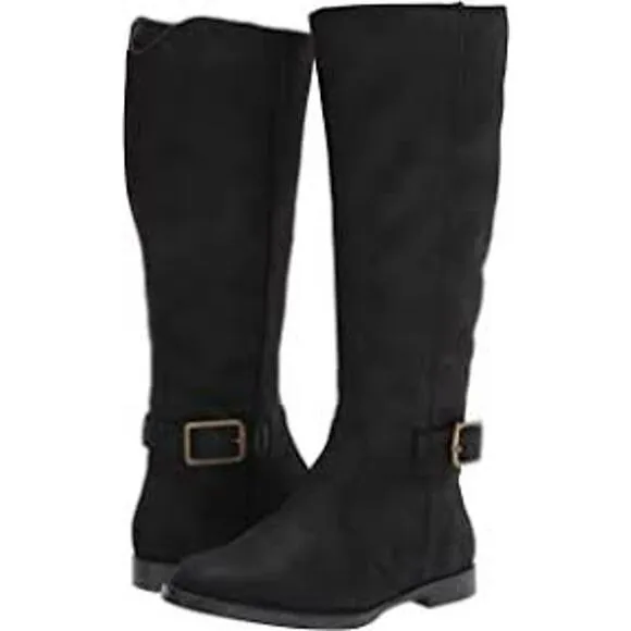 NEW BELLA VITA MAKAYLA BLACK FAUX SUEDE TALL RIDING BOOTS 6 (WIDE CALF)