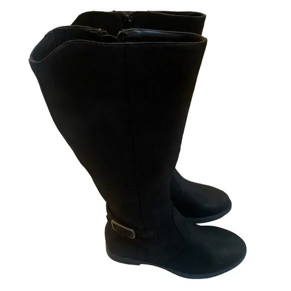 NEW BELLA VITA MAKAYLA BLACK FAUX SUEDE TALL RIDING BOOTS 6 (WIDE CALF)