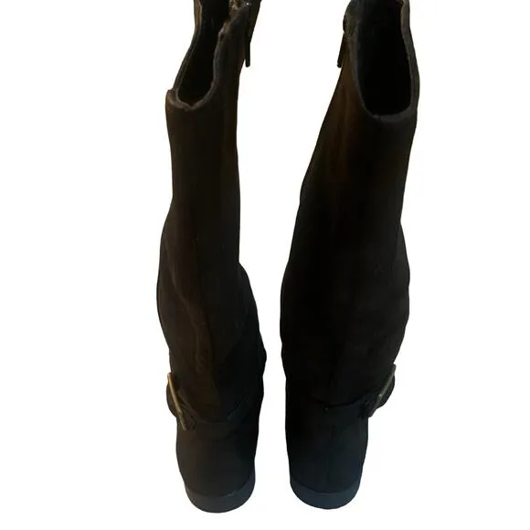 NEW BELLA VITA MAKAYLA BLACK FAUX SUEDE TALL RIDING BOOTS 6 (WIDE CALF)
