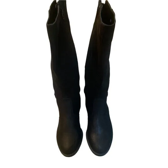 NEW BELLA VITA MAKAYLA BLACK FAUX SUEDE TALL RIDING BOOTS 6 (WIDE CALF)