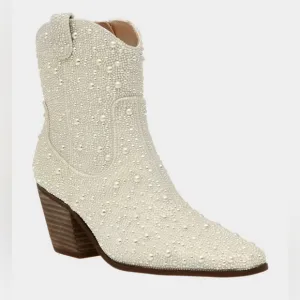 🌸NEW BETSEY JOHNSON PEARLS ANKLE BOOTS Sz 8.5 WITH BOX.