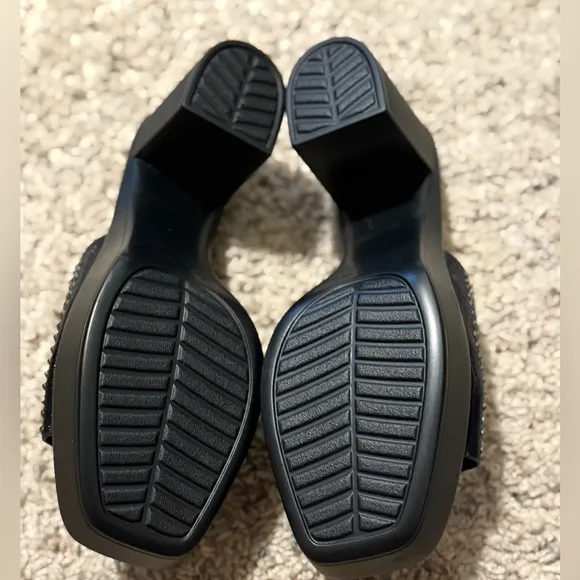New  black crystal sandals size 10 US 41 Uk