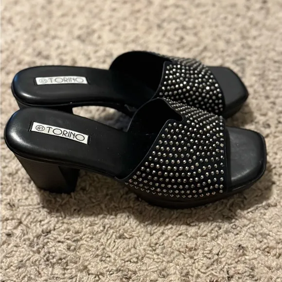 New  black crystal sandals size 10 US 41 Uk