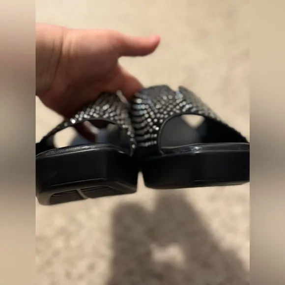New  black crystal sandals size 10 US 41 Uk