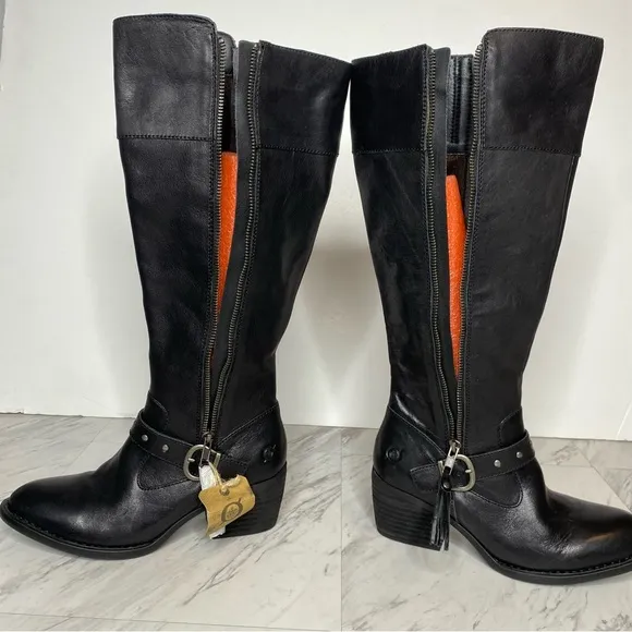 New! Born Alize Black Leather Tall Boot 7M