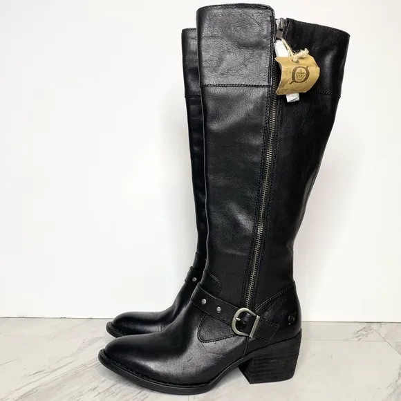 New! Born Alize Black Leather Tall Boot 7M