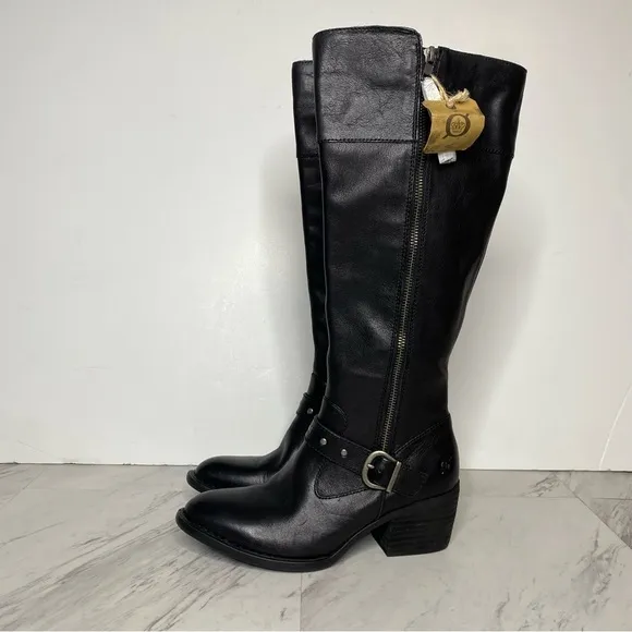 New! Born Alize Black Leather Tall Boot 7M