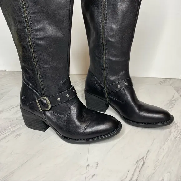 New! Born Alize Black Leather Tall Boot 7M