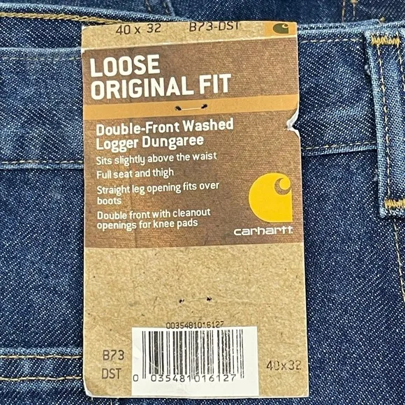 NEW Carhartt Loose Original Fit 40x32 DOUBLE FRONT Washed Logger Carpenter Jeans
