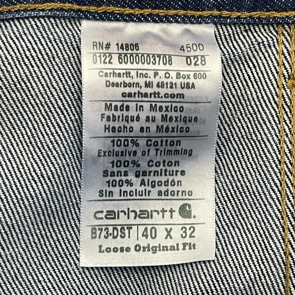 NEW Carhartt Loose Original Fit 40x32 DOUBLE FRONT Washed Logger Carpenter Jeans