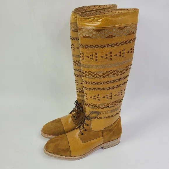 NEW Cobra Society Brown Leather Tall Boots Size 10