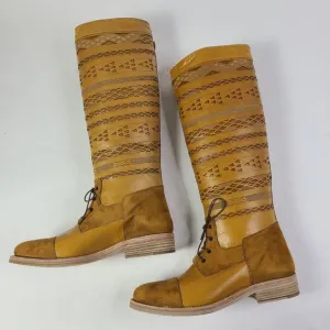 NEW Cobra Society Brown Leather Tall Boots Size 10