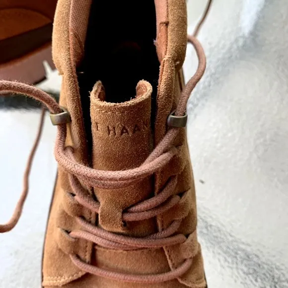 New Cole Haan Grand OS beige suede lace up ankle boots US size 9.5M