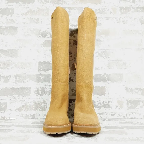 NEW Cole Haan Greenwich Tan Brown Leather Waterproof Tall Boots M982