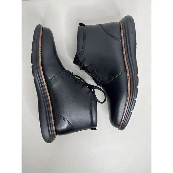 New Cole Haan Men's Chukka Grand Plus Ultra Leather Boots Black Leather Size 8
