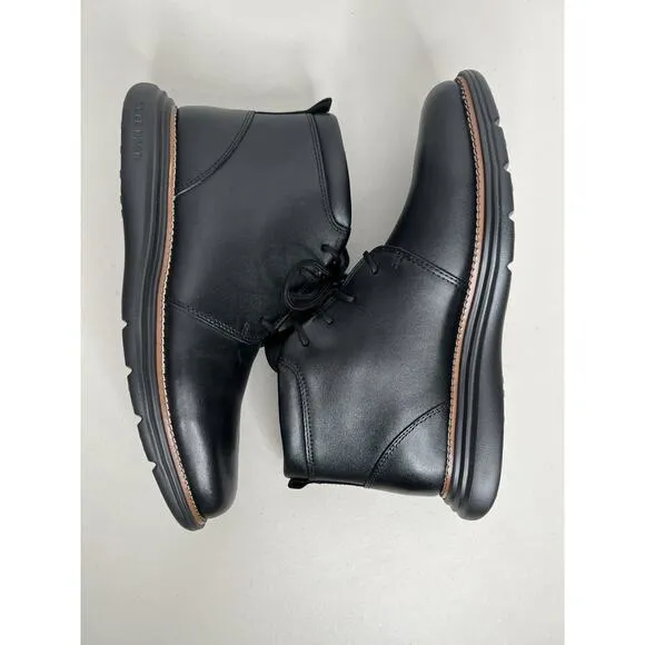 New Cole Haan Men's Chukka Grand Plus Ultra Leather Boots Black Leather Size 8