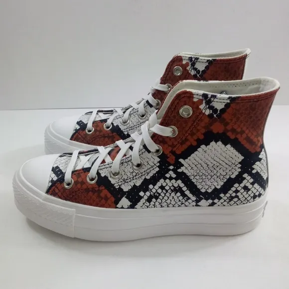 NEW Converse CTAS Lift Hi Women 7.5 Snake Print Platform Leather Shoes 573082C