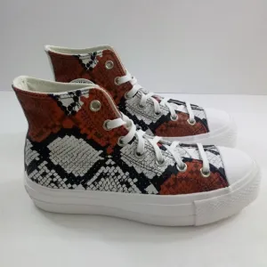 NEW Converse CTAS Lift Hi Women 7.5 Snake Print Platform Leather Shoes 573082C