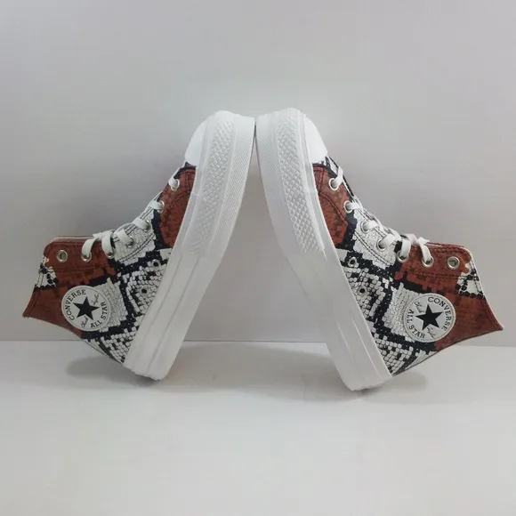 NEW Converse CTAS Lift Hi Women 7.5 Snake Print Platform Leather Shoes 573082C
