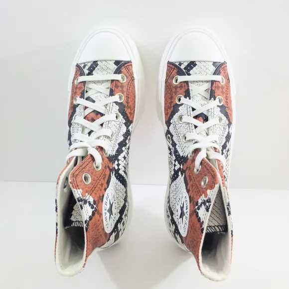 NEW Converse CTAS Lift Hi Women 7.5 Snake Print Platform Leather Shoes 573082C