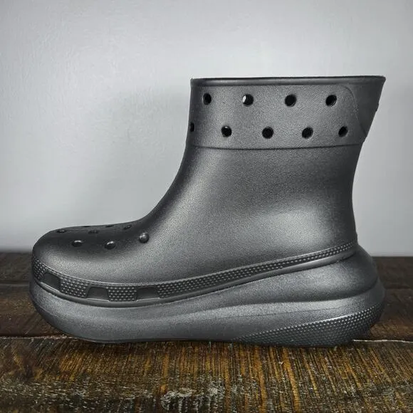 NEW Crocs Classic Crush Rain Boots Womens Size 7 Rubber Boots Shoes Black Mens 5