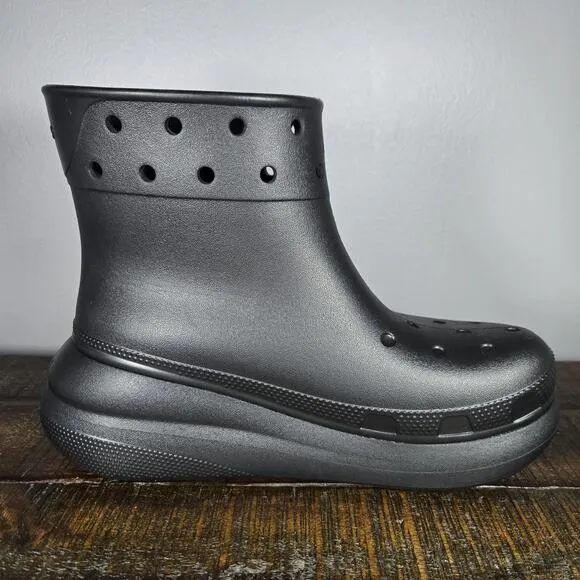 NEW Crocs Classic Crush Rain Boots Womens Size 7 Rubber Boots Shoes Black Mens 5
