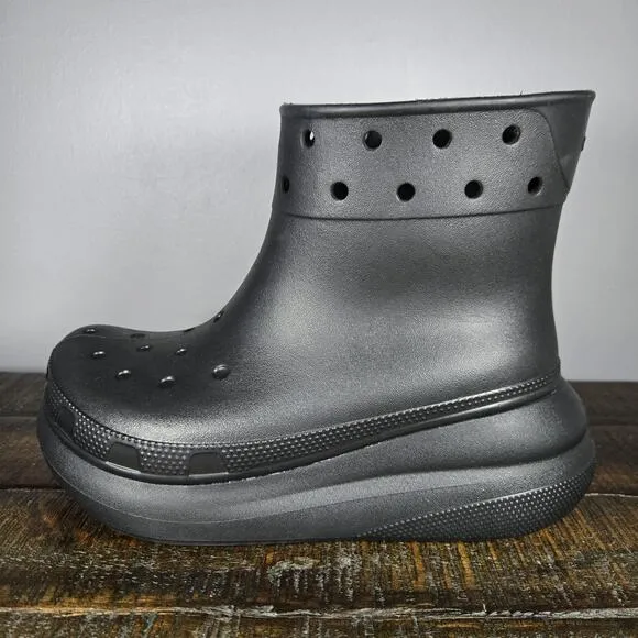 NEW Crocs Classic Crush Rain Boots Womens Size 7 Rubber Boots Shoes Black Mens 5