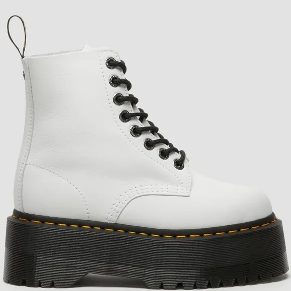 NEW Doc Martens White Pisa Milled Leather 1460 Pascal Max Platform Boots 8.5