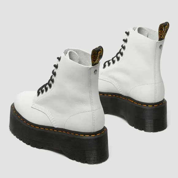 NEW Doc Martens White Pisa Milled Leather 1460 Pascal Max Platform Boots 8.5
