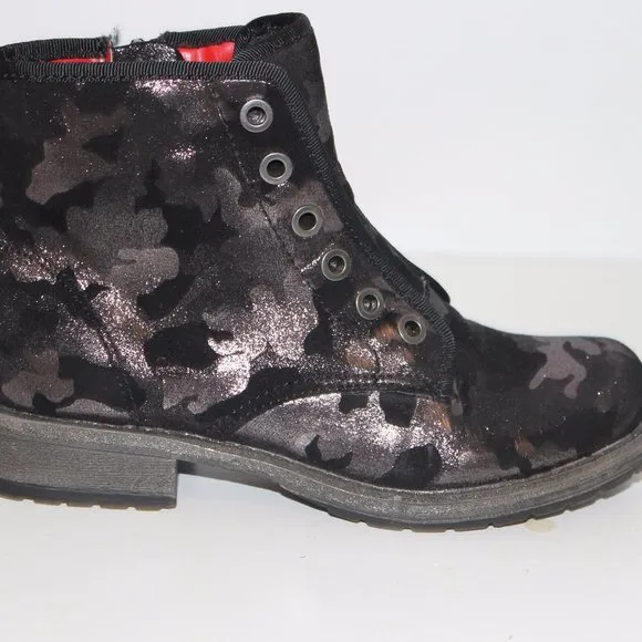 NEW Dolce Vita Big Girl's Combat Moto Boots Black Shimmer Camo Sparkly  Sz 1