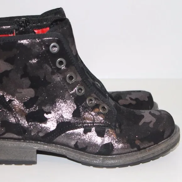 NEW Dolce Vita Big Girl's Combat Moto Boots Black Shimmer Camo Sparkly  Sz 1