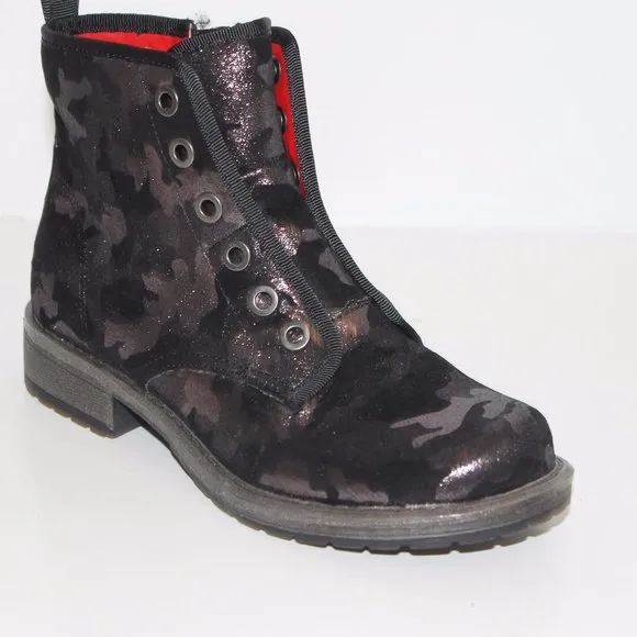NEW Dolce Vita Big Girl's Combat Moto Boots Black Shimmer Camo Sparkly  Sz 1