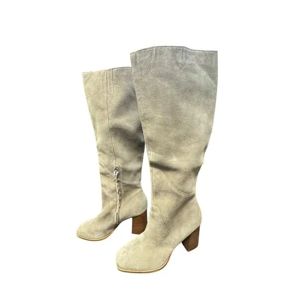 New Dolce Vita Fynn Tall Tan Truffle Suede Boots Wide Calf Women's 9