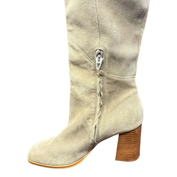 New Dolce Vita Fynn Tall Tan Truffle Suede Boots Wide Calf Women's 9