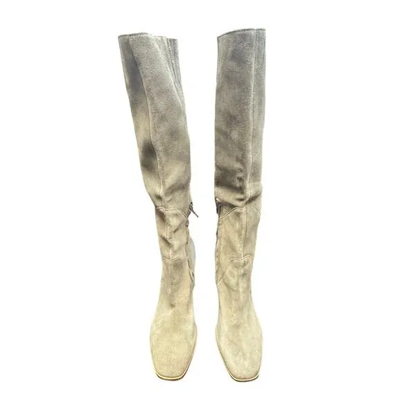 New Dolce Vita Fynn Tall Tan Truffle Suede Boots Wide Calf Women's 9
