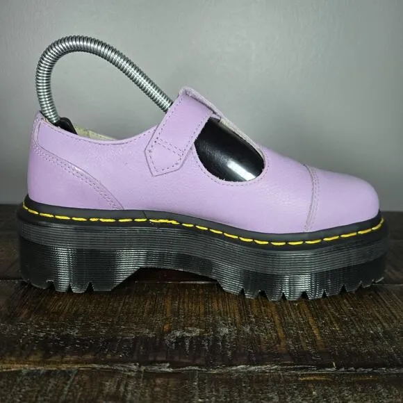 NEW Dr Martens Bethan Womens Size 6 Leather Double Strap Platform Shoes Purple