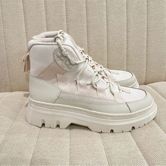 NEW Dr Martens‎ BOURY POLY &amp; LEATHER CASUAL BOOTS Off White Men 8 Women 10