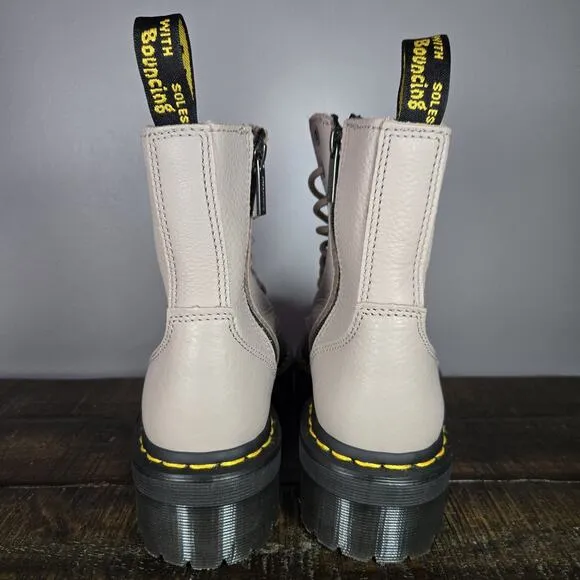 NEW Dr. Martens Jadon III Womens Size 6 Platform Leather Combat Boots Taupe Pisa