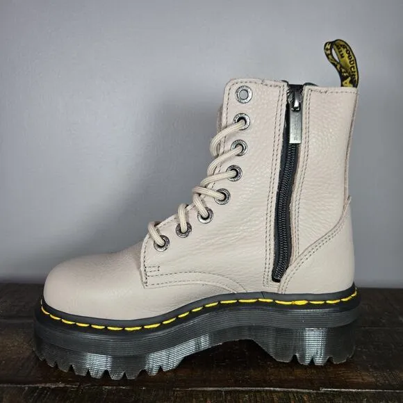 NEW Dr. Martens Jadon III Womens Size 6 Platform Leather Combat Boots Taupe Pisa