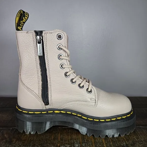 NEW Dr. Martens Jadon III Womens Size 6 Platform Leather Combat Boots Taupe Pisa