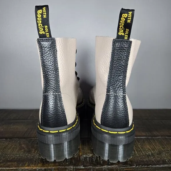 NEW Dr Martens Sinclair Womens Size 7 Lace Up Zipper Platform Boot Leather Taupe
