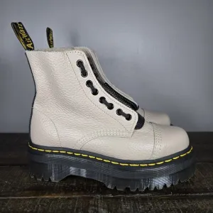 NEW Dr Martens Sinclair Womens Size 7 Lace Up Zipper Platform Boot Leather Taupe