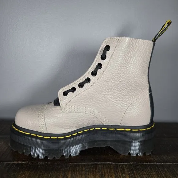 NEW Dr Martens Sinclair Womens Size 7 Lace Up Zipper Platform Boot Leather Taupe