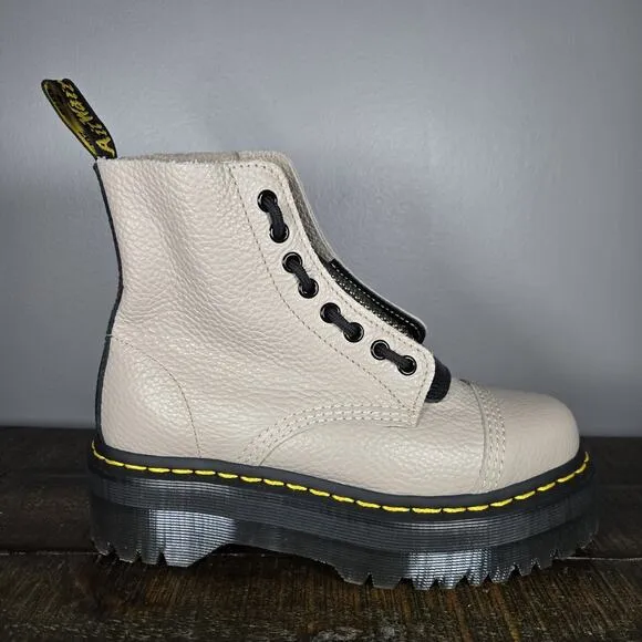 NEW Dr Martens Sinclair Womens Size 7 Lace Up Zipper Platform Boot Leather Taupe