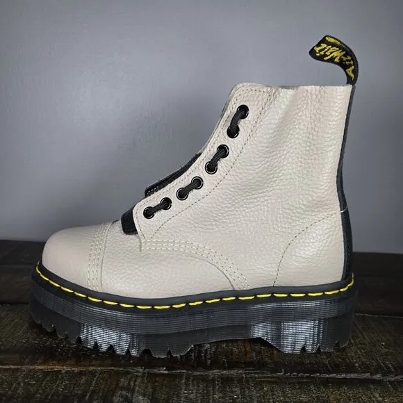 NEW Dr Martens Sinclair Womens Size 7 Lace Up Zipper Platform Boot Leather Taupe