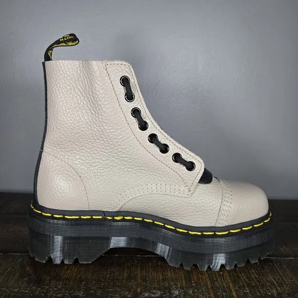 NEW Dr Martens Sinclair Womens Size 7 Lace Up Zipper Platform Boot Leather Taupe