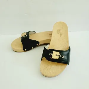 New Dr Scholl's Original Collectiom Clog Wood Sole Sandals, Size 7